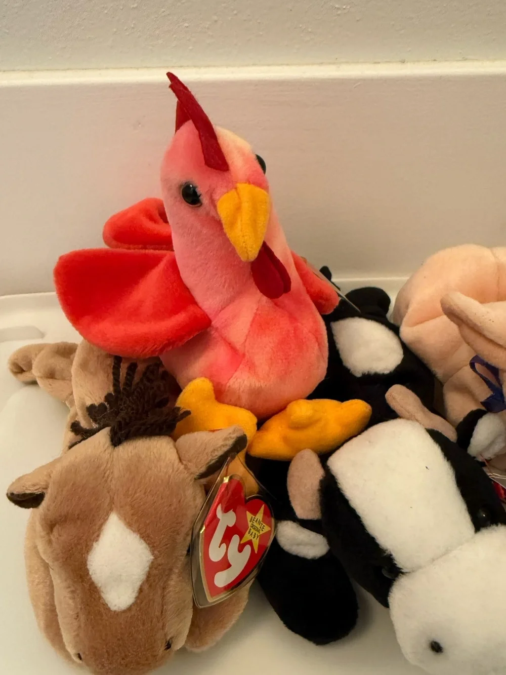 NWT Vintage Ty Beanie Babies Bundle of (6) Farm Animals Bean Bag Plush